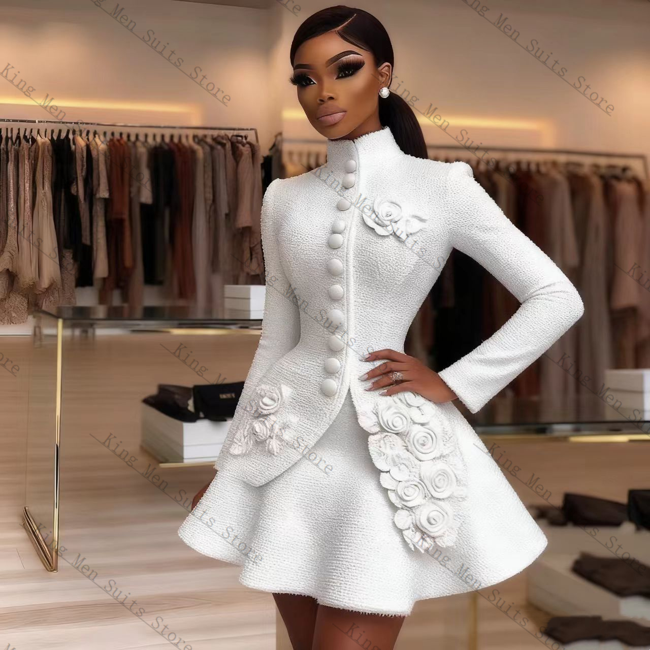 Women'S Formal Wear Wedding Guest - Роскошный белый женский костюм, комплект из