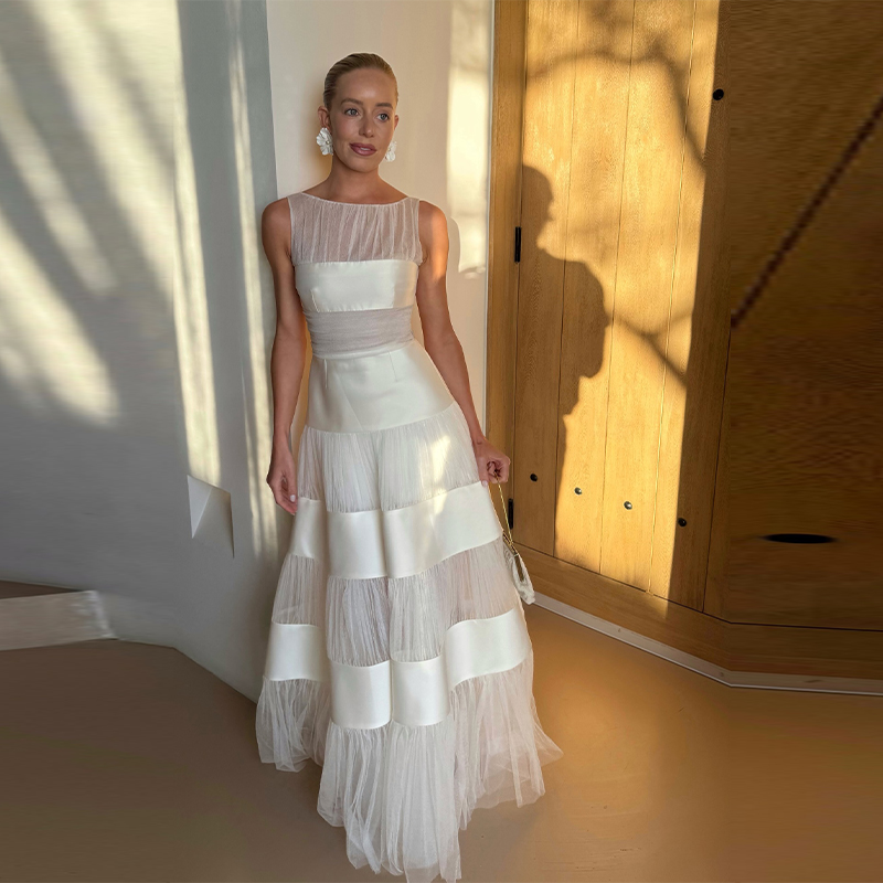 Women'S Formal Dinner Wear - Изысканное белое вечернее платье без рукавов