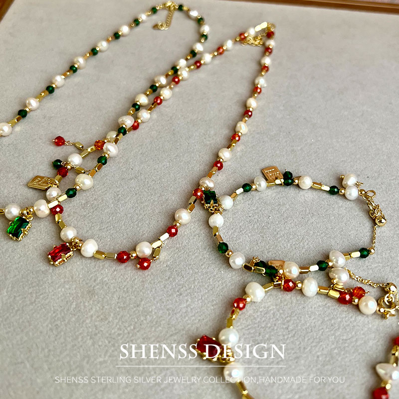 Pearl Necklace Set - Женское ожерелье с подвеской из натурального