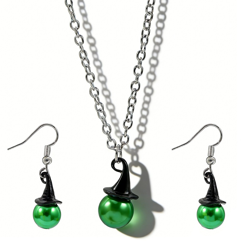 Pearl Necklace Set - Комплект украшений в стиле ведьмы: шляпа,