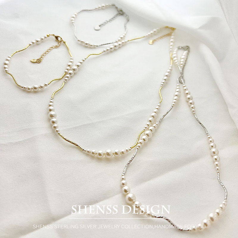 Короткое ожерелье-браслет с им – обзор и цена Pearl Necklace Set