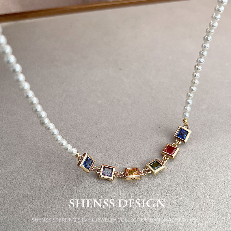 Ожерелье с квадратным цирконом – обзор и цена Pearl Necklace Set